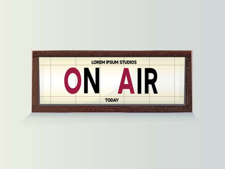 Retro lightbox billboard vintage wooden frame. Light box banner sign. Cinema or show signboard decorative advertise.のイラスト素材