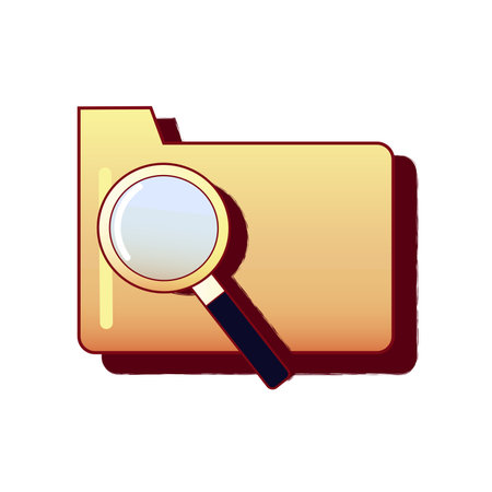 Folder with magnifying glass icon. Retro PC user interface aestetic.のイラスト素材