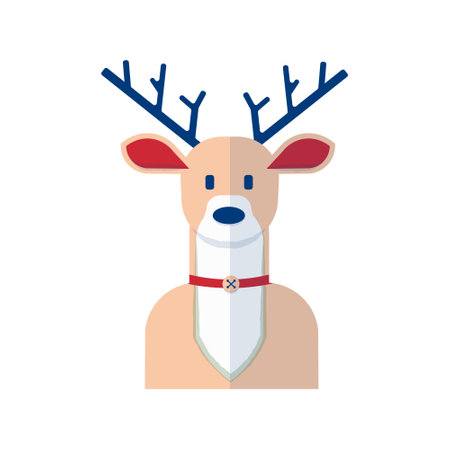 Cute reindeer character. Modern geometric minimalist Christmas flat design.のイラスト素材