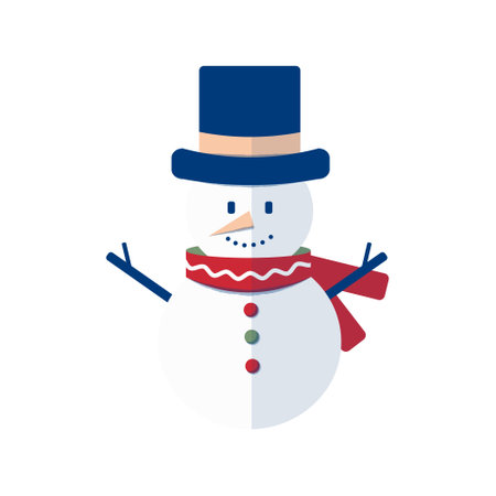 Stylized Christmas snowman character. Modern geometric minimalist flat design.のイラスト素材