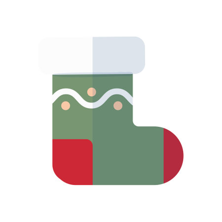 Stylized green Christmas stocking. Modern geometric minimalist flat design.のイラスト素材