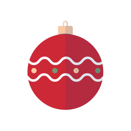 Christmas decorative bauble with polka dots. Christmas flat design. Holiday theme clip art.のイラスト素材