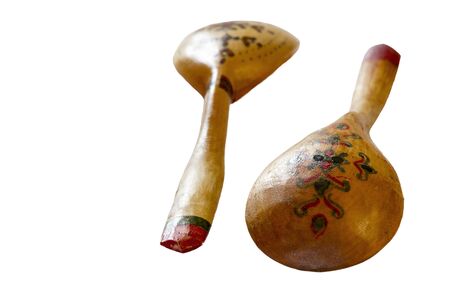 Some painted spoons isolated on white backgroundの写真素材