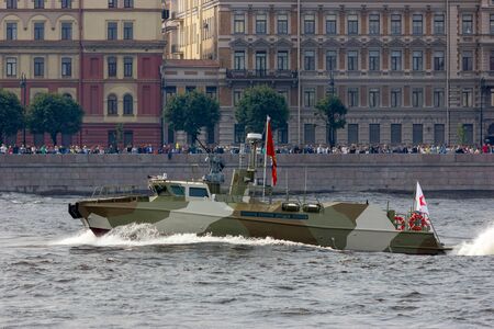 Saint-Petersburg, Russia - 30.07.2017: Navy day and parade on Neva riverのeditorial素材