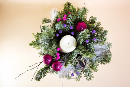 Christmas bouquet with fir tree and dried flowersの写真素材
