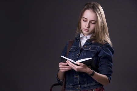 Portrait of reading girl.の写真素材