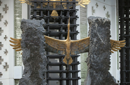 Detail of Memorial to victims of famine in Ukraine in Park of Glory on the Dnieper  in Kiev のeditorial素材