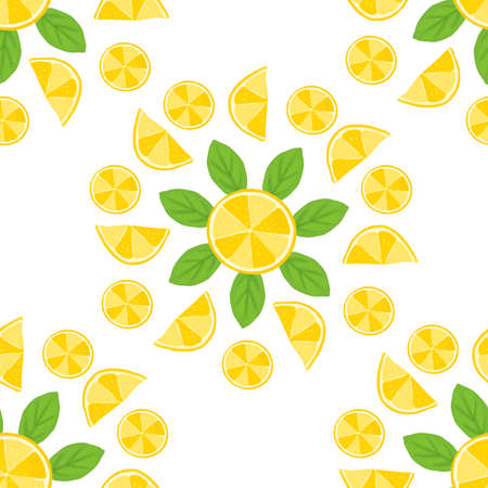Seamless pattern with painted yellow lemonsの写真素材