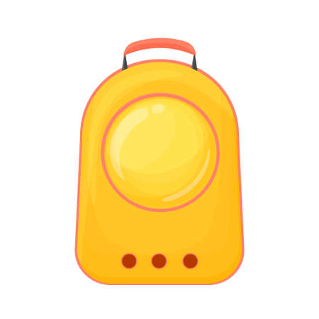 Portable backpack for pets, carriers for dogs and cats cartoon style. Plastic backpack with porthole for animals. Vector illustration isolated on white background.のイラスト素材