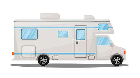 ourism transport recreational vehicle, mobile home, transportation Travel car icons. Isolated camping trailer, automobile vector illustration .のイラスト素材