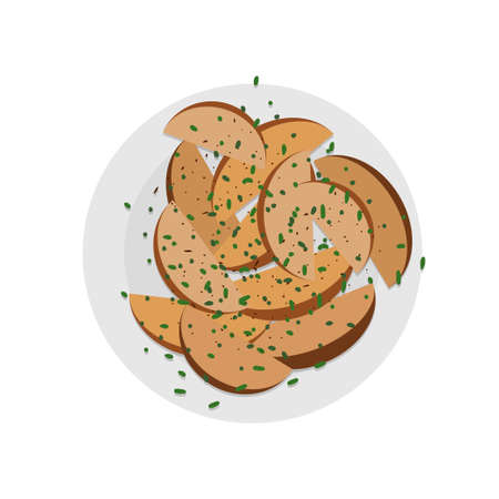 WebCooked potatoes. Thanksgiving Day. Traditional food. Baked potatoes with spices and seasonings. Vector illustration isolated on white background. Vector illustrationのイラスト素材