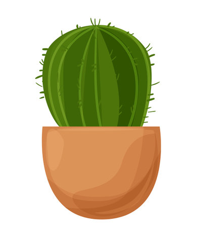Cactus in a pot. Decorative home plant on a white background. Vector illustrationのイラスト素材