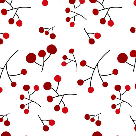 Christmas seamless pattern with berries. Flat hand style vector elements. Vector illustrationのイラスト素材