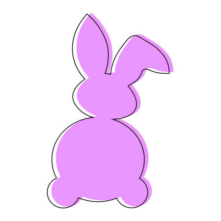 Rabbit pink outline.Children's picture on clothes.Easter bunny vector illustration isolated on a white background. Easter Bunny for Cricut and Silhouette.の写真素材