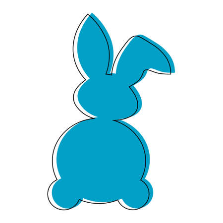 Rabbit blu outline. Children's picture on clothes. Easter bunny vector illustration isolated on a white background. Easter Bunny for Cricut and Silhouette.のイラスト素材