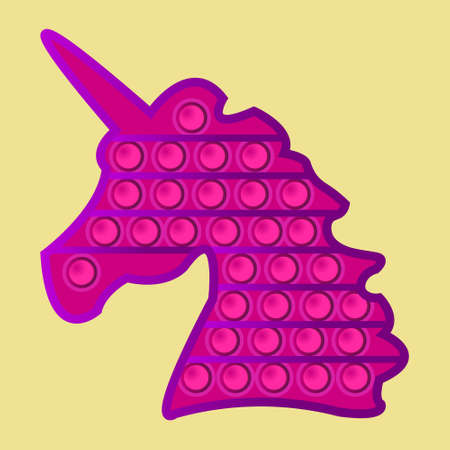 Pop it toy pink unicorn balloons. antistress kids and adults.vector. play friends decoration advertising banners clothes. colorful cartoon style antistress sensory toy, resin bubble fidget, pop it.3dの写真素材