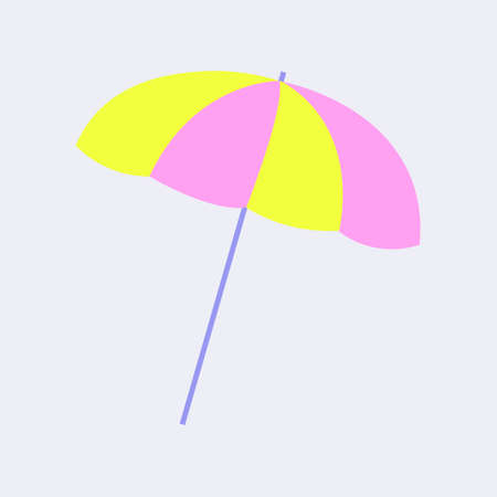 Beach umbrella for summer vacation at the sea near the river.Yellow with smrene.Isolated on a white background.Flat beach umbrella. Vector illustration of a sun umbrella, protective umbrella for the beのイラスト素材