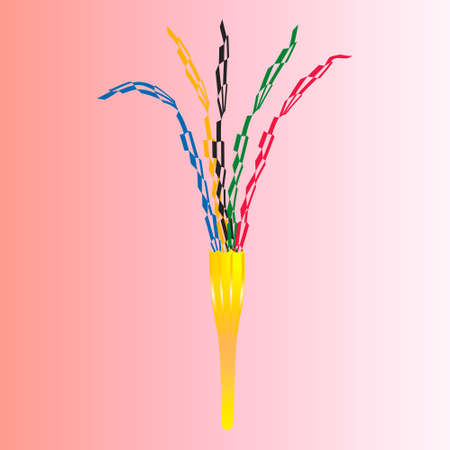 Sports torch with colorful colored stripes. Championship symbol, victory symbol. Isolated vector illustration.Welcome to japan.のイラスト素材