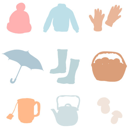Autumn elements templates, clothes nature.のイラスト素材