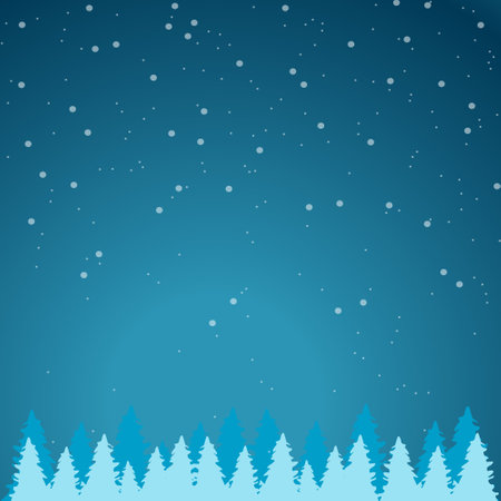 Winter blue background with a gradient. With snow and blue Christmas trees.のイラスト素材