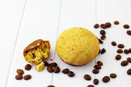 Honey biscuits on a white background.の写真素材