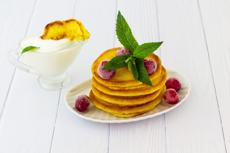 Corn punkcakes. White backgroundの写真素材