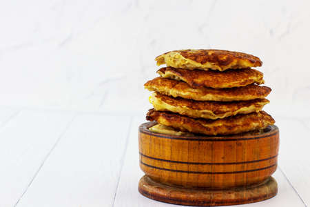 Crepes of oatmeal. White background.の写真素材