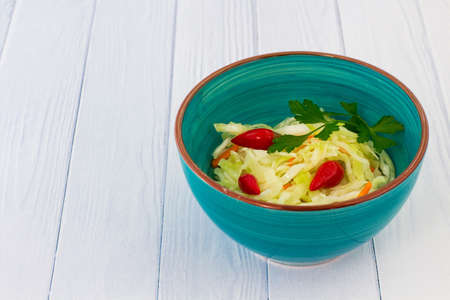 Pickled cabbage. White background.の写真素材