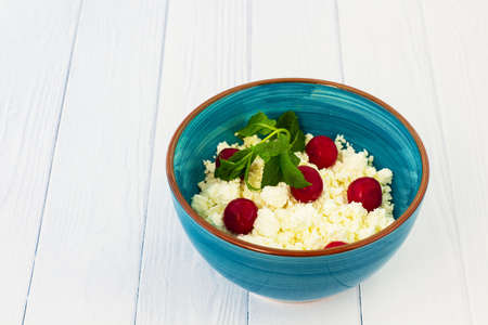Cottage cheese. White background.の写真素材
