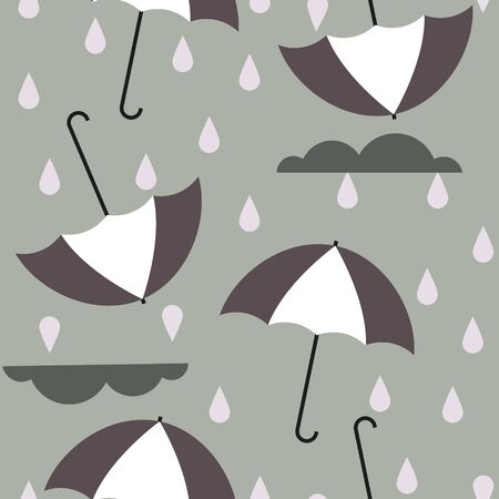 Abstract seamless pattern of umbrellas, in flat design style.のイラスト素材
