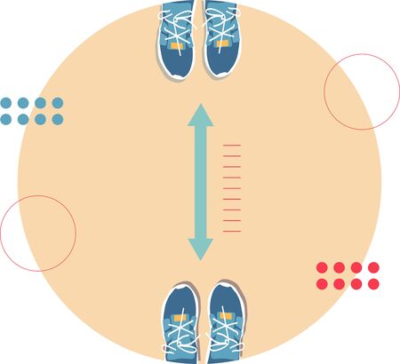 Social distance. two people are separated from each other for social distance, a measure during the outbreak of COVID-19のイラスト素材