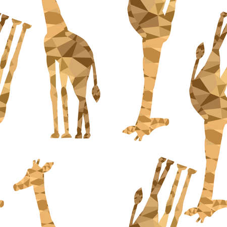 Pattern of giraffes on a beige backgroundのイラスト素材