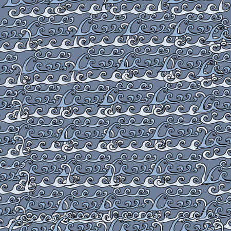 marine pattern in blue on a white backgroundのイラスト素材