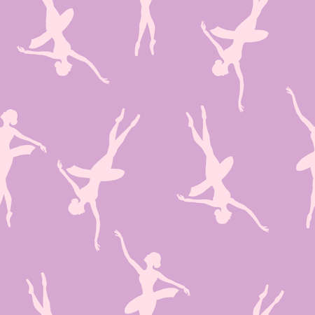 Endless pattern of dancing ballerinas on a purple backgroundのイラスト素材