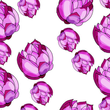 Lotus seamless pattern flower. Soft and pastel color. Coral lotos lotus on White background.のイラスト素材