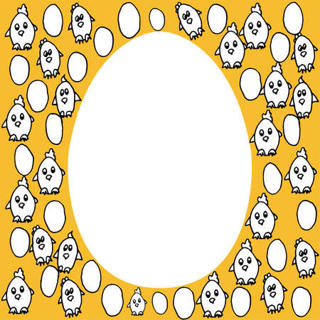 Greeting card for Easter. Yellow color from doodles of chicks.のイラスト素材