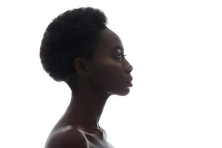 Profile of beautiful black girlの写真素材
