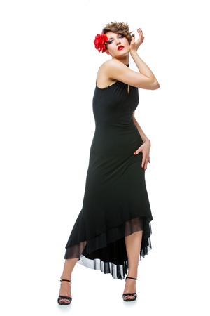girl dancer in tango dressの写真素材