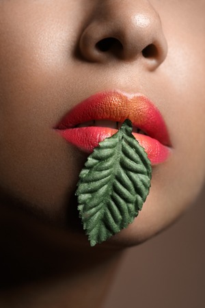 beautiful woman lips closeupの写真素材
