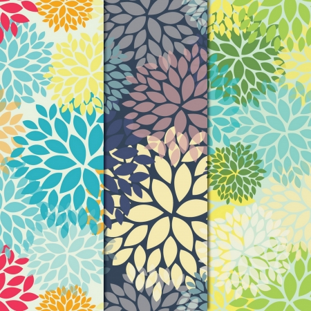 Group of three floral seamless patternのイラスト素材
