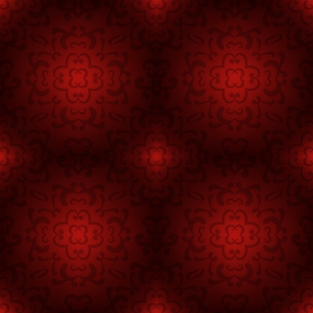 Ornamental damask pattern - vector seamless dark red backgroundのイラスト素材