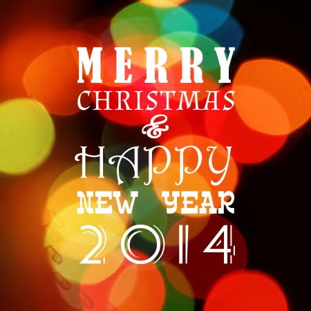 Merry Christmas and Happy New Year greeting card on bokeh background. Vector illustration.のイラスト素材