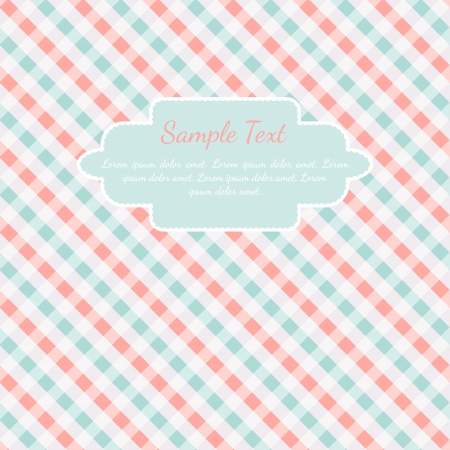 Checkered coral and turquoise card template with place for textのイラスト素材