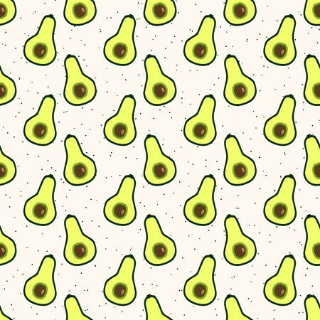 Seamless vector geometric pattern with handdrawn avocado. Simple flat modern illustration