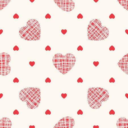 Sketchy geometric vector seamless pattern with heartsのイラスト素材