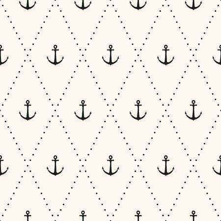 Vector seamless flat pattern, polka dot with anchors. Can be used for wallpaper, pattern fills, web page background,surface textures.のイラスト素材