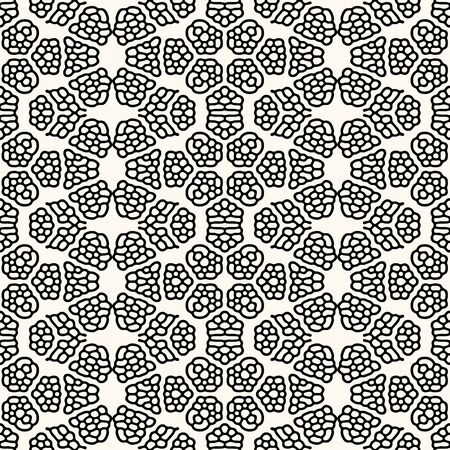 Seamless vector abstract pattern with rounded irregular compound lines and small circles, inspired...