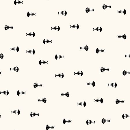 Seamless pattern of fish skeleton. Can be used for wallpaper, pattern fills, web page background,surface textures.のイラスト素材