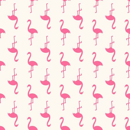 Vector seamless tropical pattern with silhouettes of cute pink flamingo. Minimalistic trendy background of beautiful exotic birds. Backdrop for textile, prints, decoration, fabricのイラスト素材