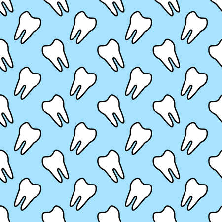 Vector seamless geometric pattern with teeth. Dental medical background for decoration, digital paper, textile. Minimalistic style backdrop for webのイラスト素材